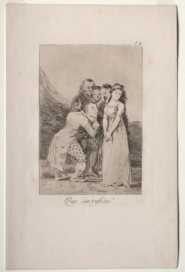 What a Sacrifice!, Plate 14, by Francisco Goya, 1799