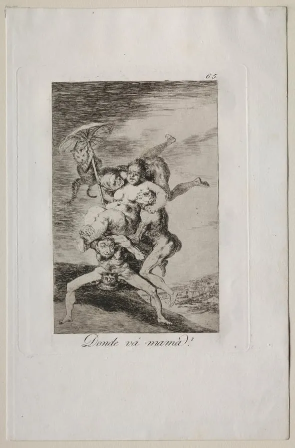 Where is Mother Going?, Plate 65, by Francisco Goya, 1799
