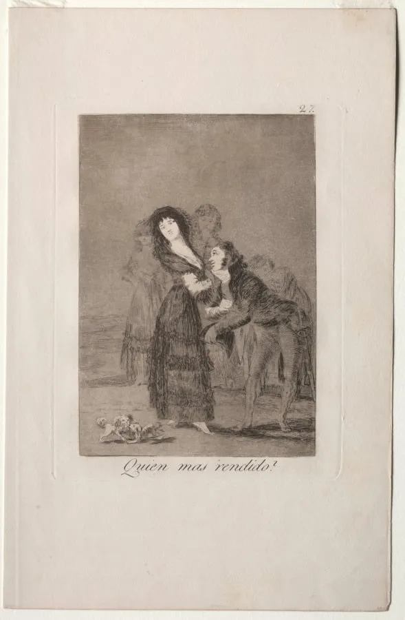 Which of Them is the More Overcome?, Plate 27, by Francisco Goya, 1799