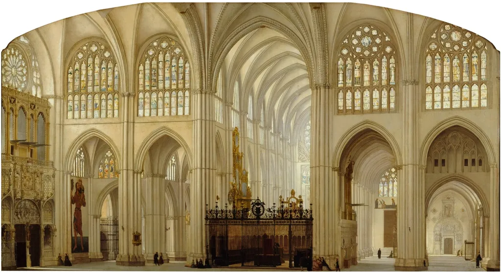 Interior de la Catedral de Toledo, by Francisco Hernández Tomé, oil, 1862