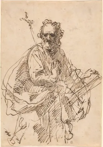 A Standing Saint with a Crucifix and a Book, by Francisco Herrera II