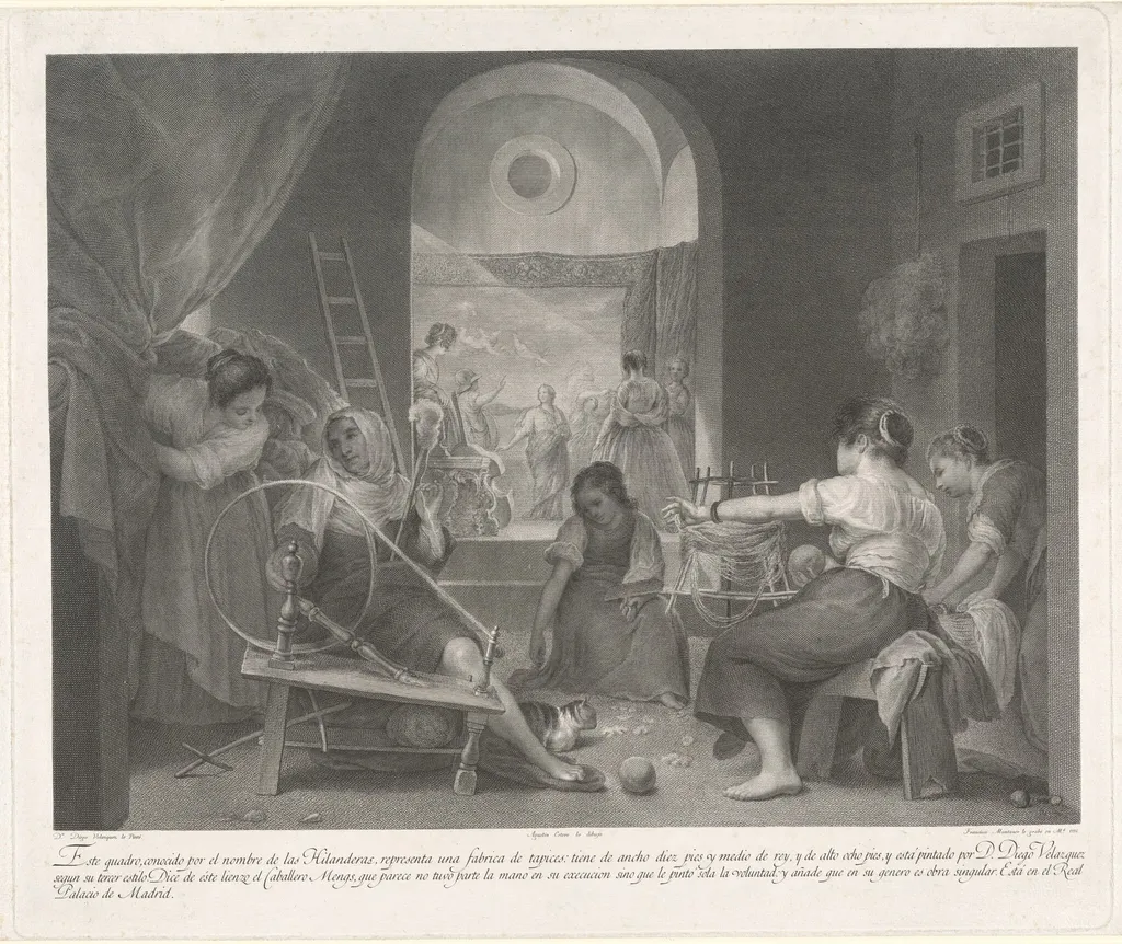 Las Hilanderas (The Spinners), by Francisco Muntaner, ink, 1796