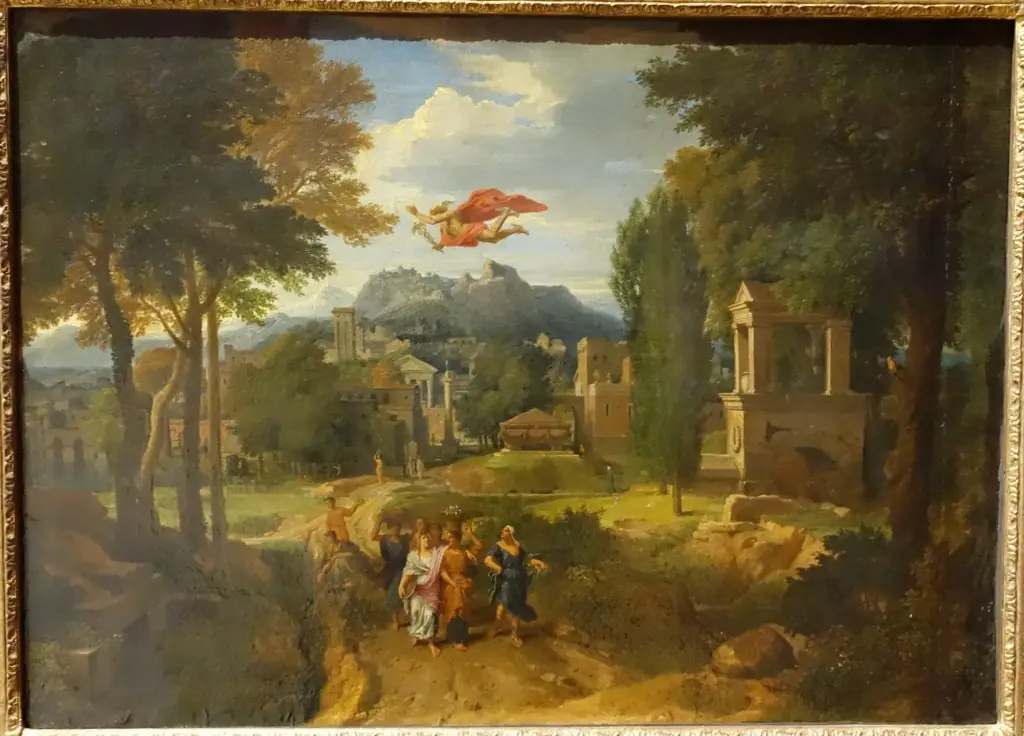 Antique landscape with Hermes and Herse, by Francisque Millet