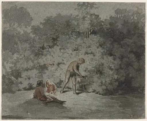 Faggot Gatherer (recto), by Francisque Millet