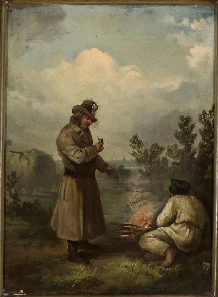 At bonfire, by Franciszek Kostrzewski