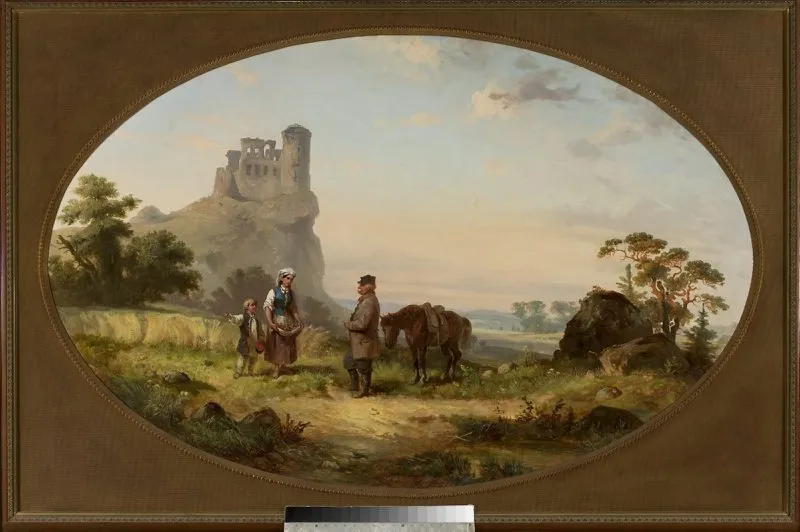 Picking mushrooms, by Franciszek Kostrzewski, oil, 1862