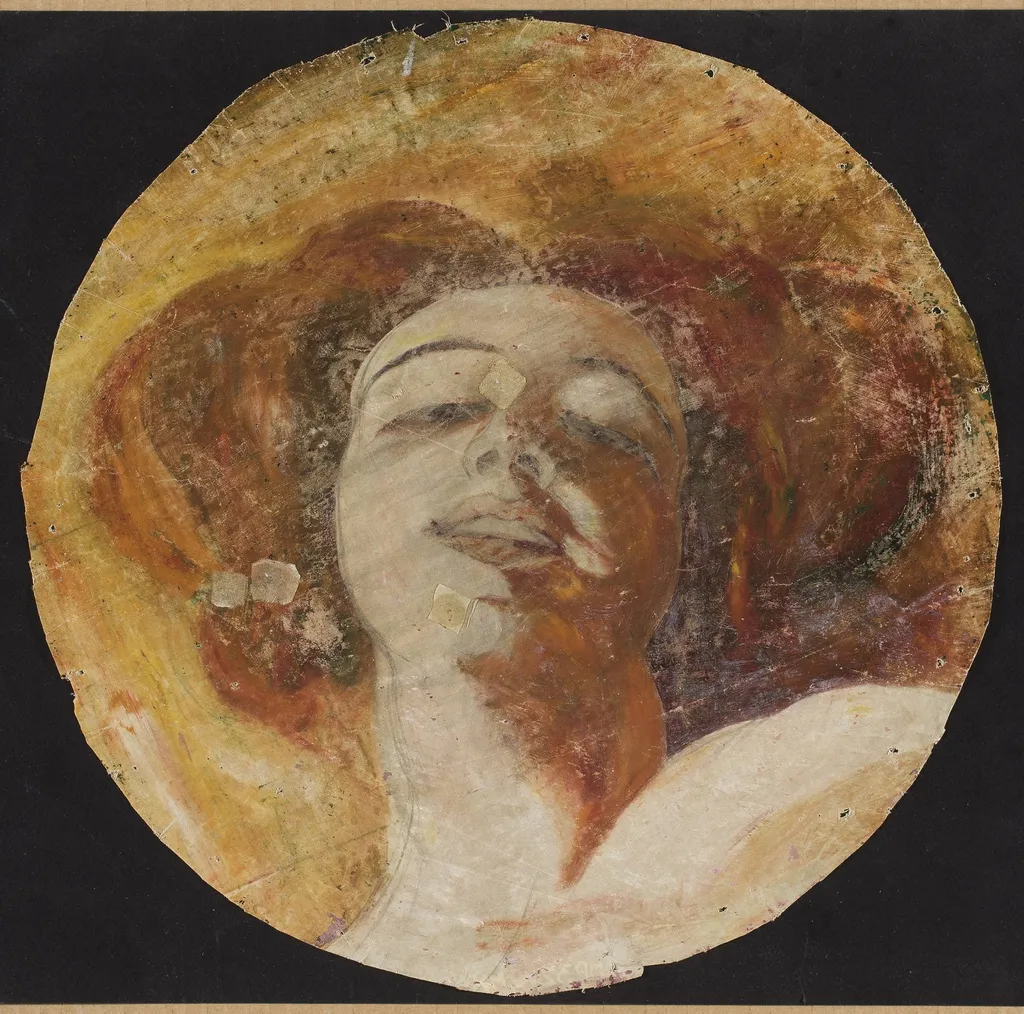 Head of a red-haired woman, by Franciszek Żmurko, oil, 1900