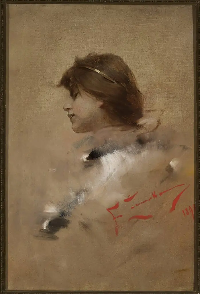 Head of a woman in profile, by Franciszek Żmurko