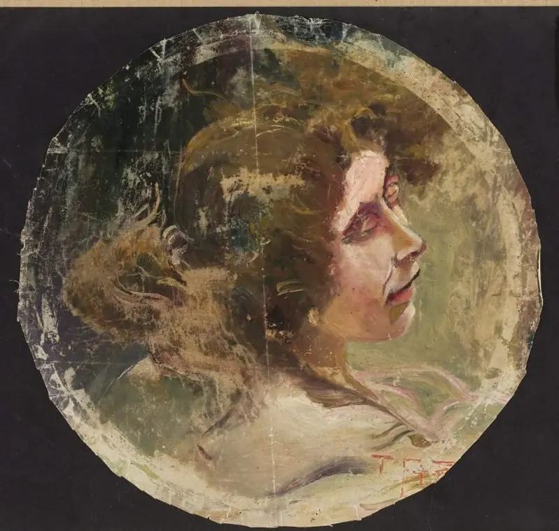 Sketch of a woman’s head, by Franciszek Żmurko