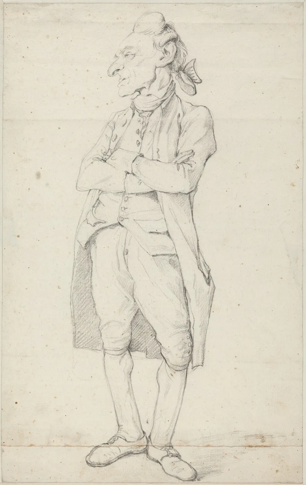 A Gentleman Standing with His Arms Crossed, by François-André Vincent, chalk, 1781
