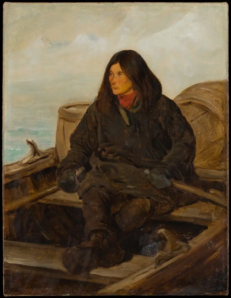 Young Lapp Rowing. Study, by François-Auguste Biard
