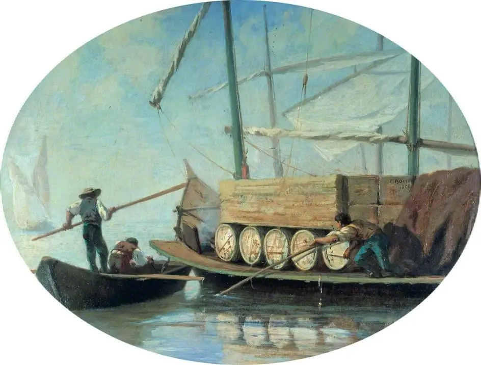 A Lake Geneva 'Bateau' (sailing barge), by François Bocion