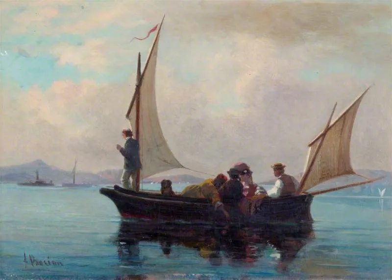 A Sailing Boat, by François Bocion, oil, 1860