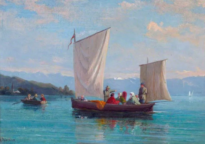 A Sailing Boat and a Rowing Boat, by François Bocion, unspecified, 1869