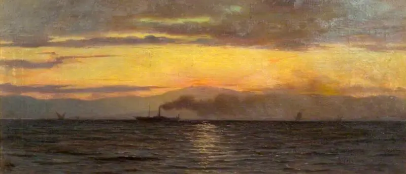 A Steamer on Lake Geneva: Evening Effect, by François Bocion