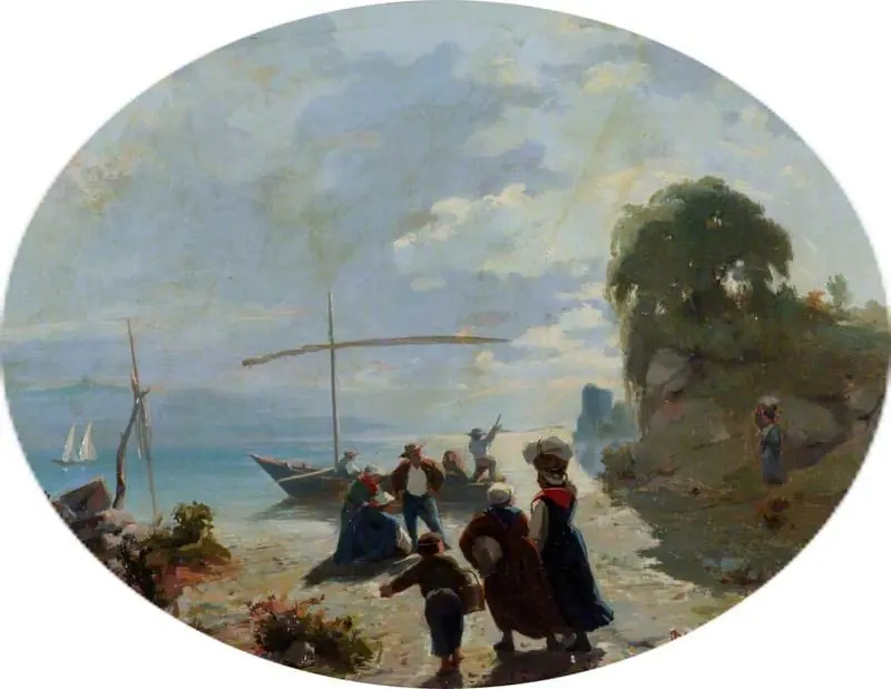 Landscape: The Shore of a Lake, with Figures, by François Bocion