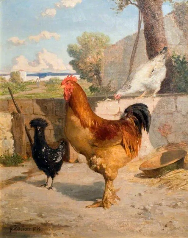 Poultry, by François Bocion, oil, 1855