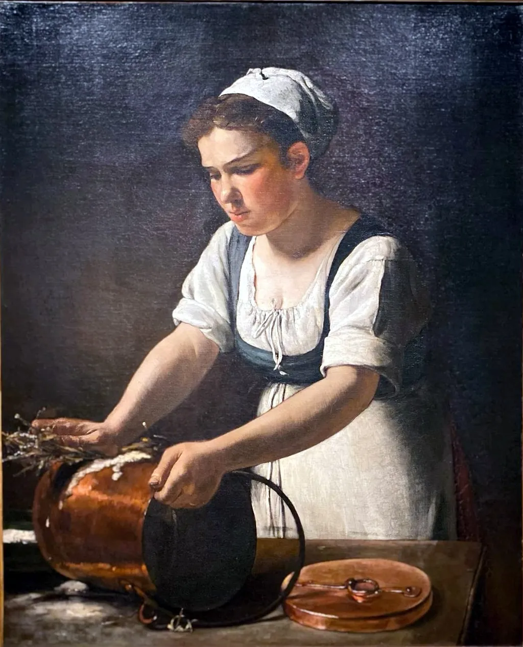 Limpiadora de cobres, by François Bonvin, oil, 1869