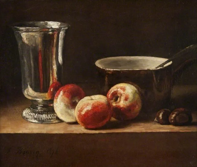 Still Life with Apples and a Silver Goblet, by François Bonvin, oil