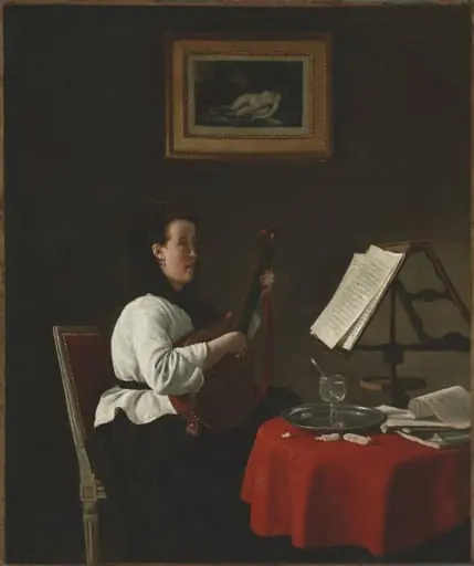 Young Woman with a Mandolin, Portrait of Louison Köhler, by François Bonvin