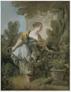 A Young Girl in a Park, by François Boucher, oil, 1767