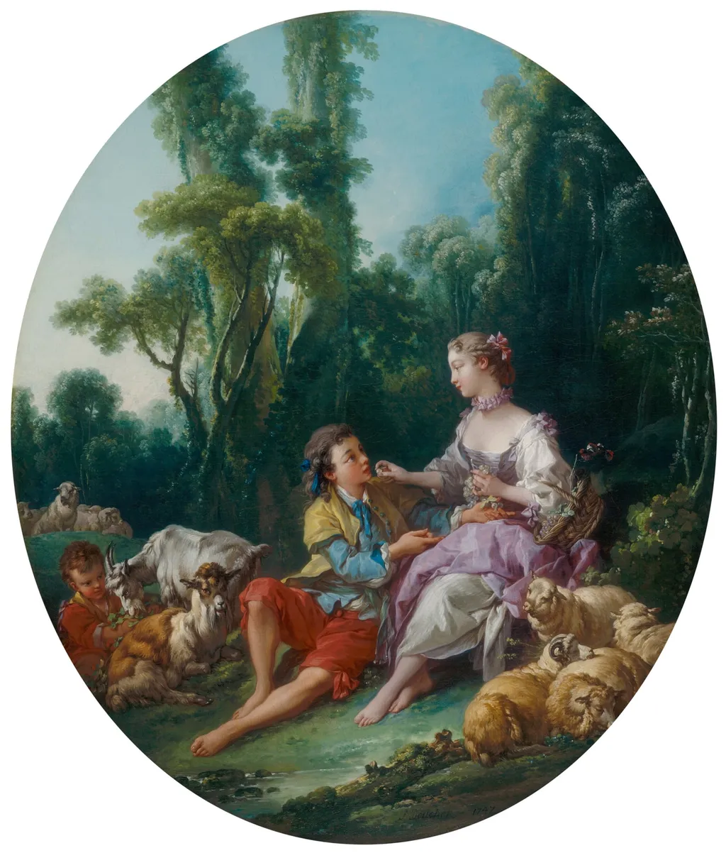 Are They Thinking about the Grape? (Pensent-ils au raisin?), by François Boucher, oil, 1747