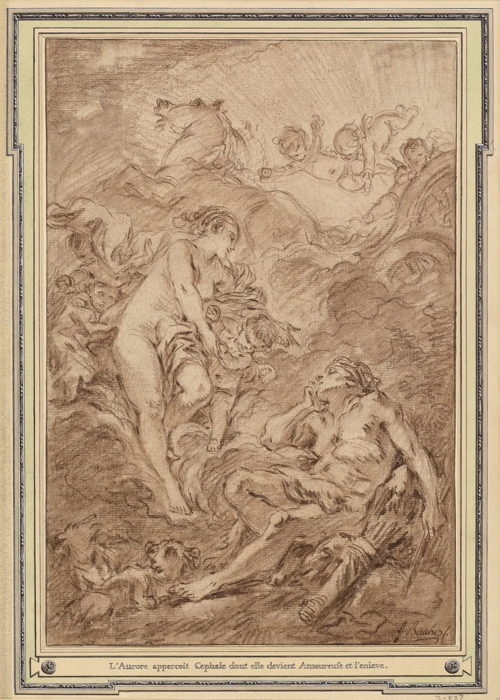 Aurora and Cephalus, by François Boucher, chalk, 1766