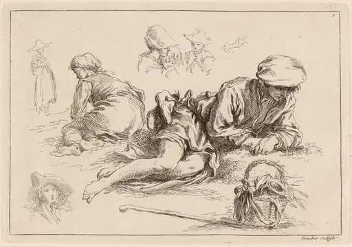 Figure Studies including Reclining Boy, by François Boucher