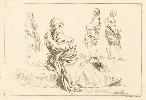 Figure Studies including Seated Mother and Child, by François Boucher