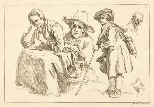 Figure Studies including Standing Boy Holding a Pitcher, by François Boucher