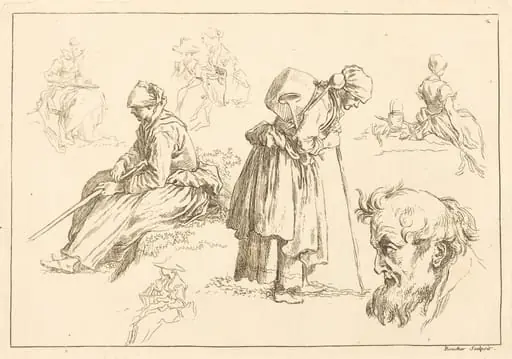 Figure Studies including Woman with a Kettle, by François Boucher