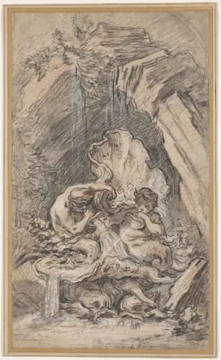 Fountain with Two Tritons Blowing Conch Shells, by François Boucher