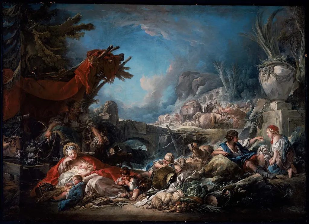 Halt at the Spring, by François Boucher, oil, 1765