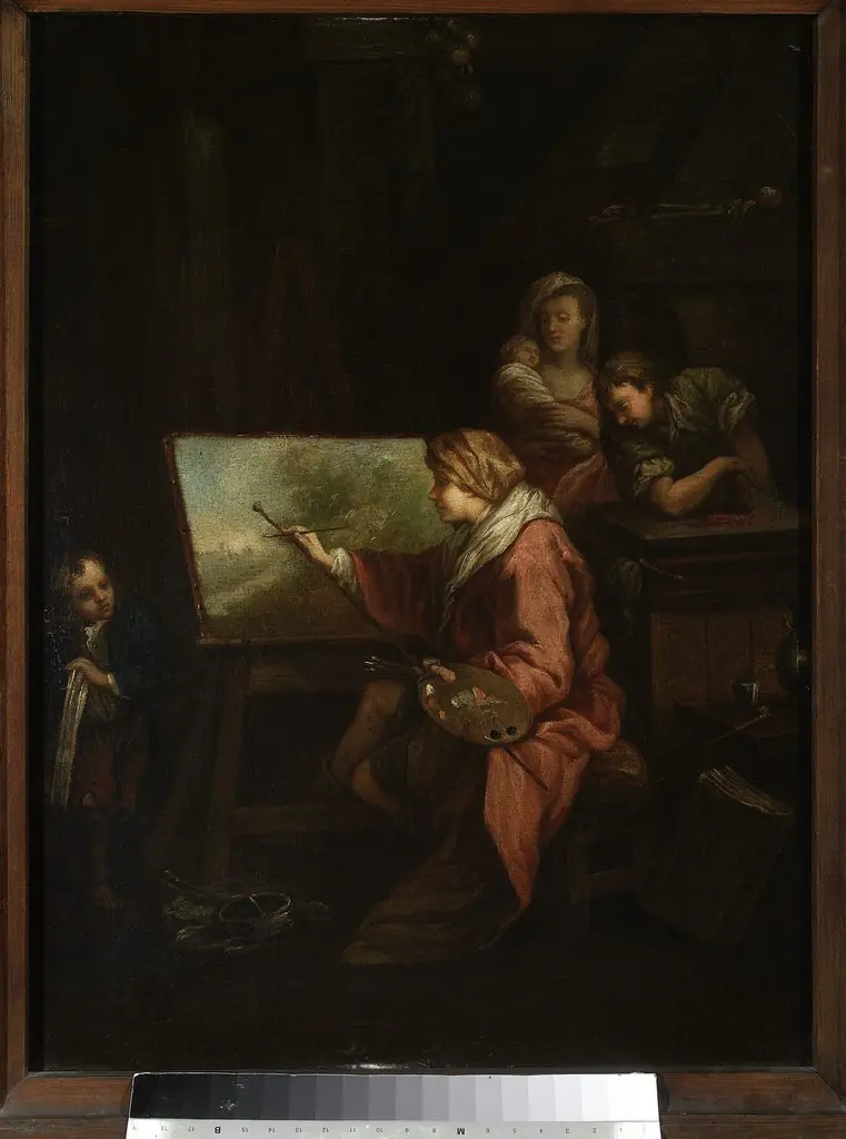 In the painter's studio (“Le peintre de paysage” or “Le peintre a son chevalet”), by François Boucher