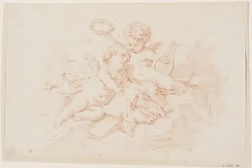 Poetry; two putti in a cloud, by François Boucher