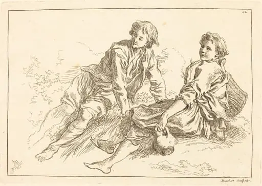 Reclining Shepherd Boys, by François Boucher
