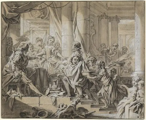 Sancho Fleeing from the Servants of the Duke, by François Boucher