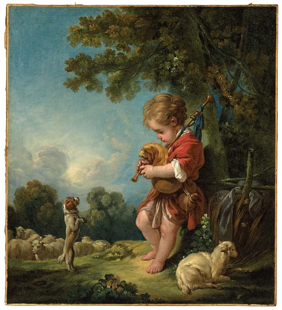 Shepherd Boy Playing Bagpipes, by François Boucher