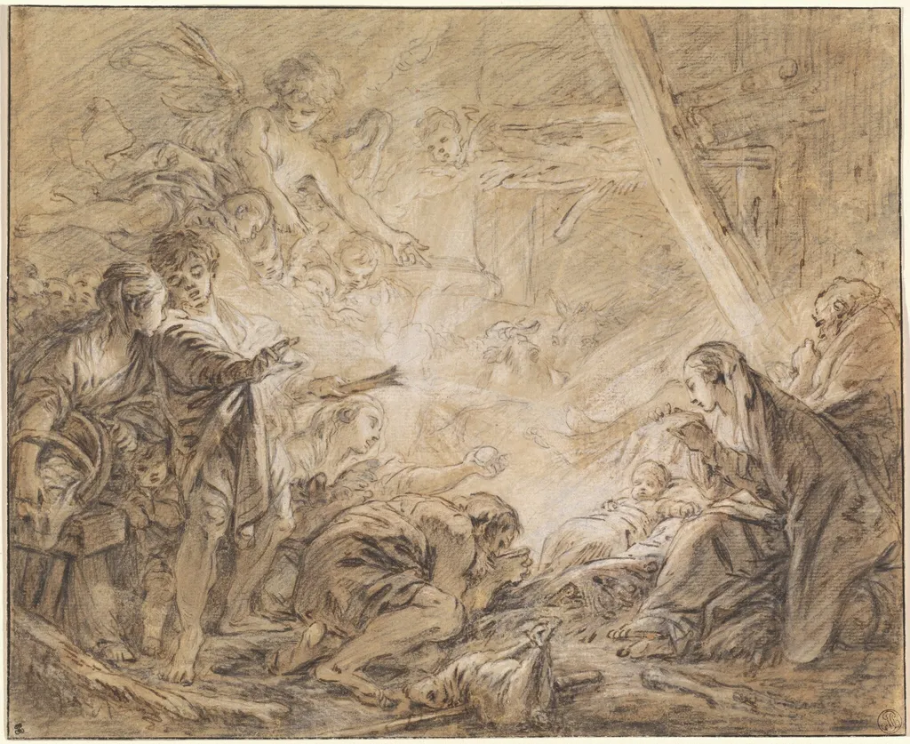 The Adoration of the Shepherds, by François Boucher, chalk, 1759