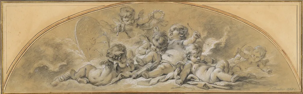 The Archery Contest, by François Boucher, chalk, 1765