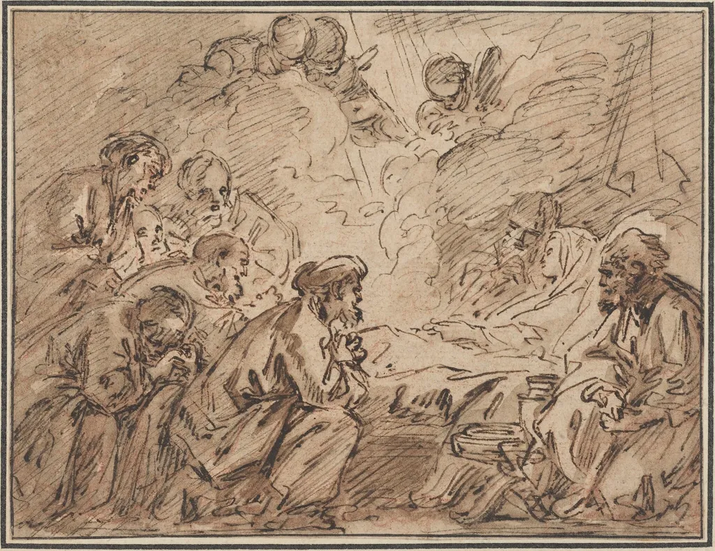 The Death of the Virgin, by François Boucher, ink, 1754