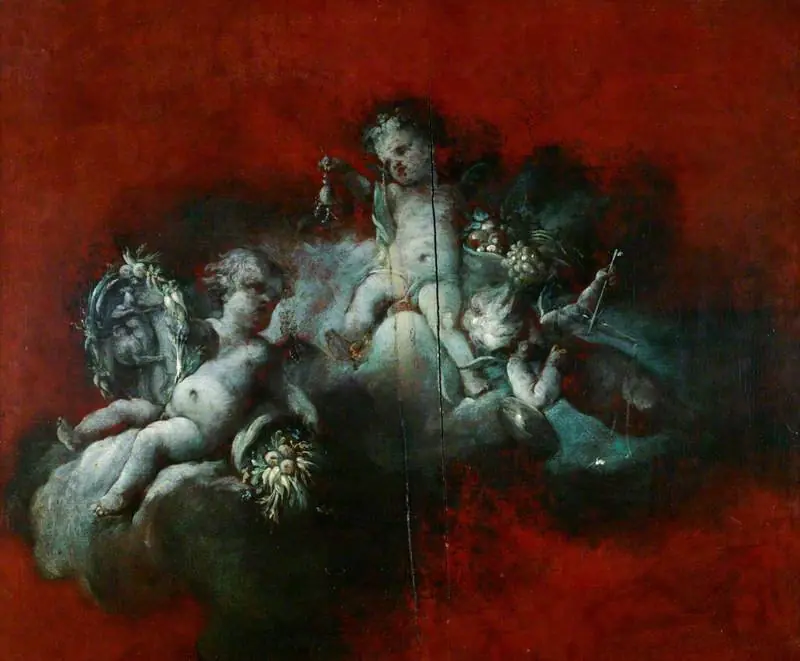 Three Cupids with Signs of the Zodiac: Scorpio, Sagittarius, Libra, by François Boucher