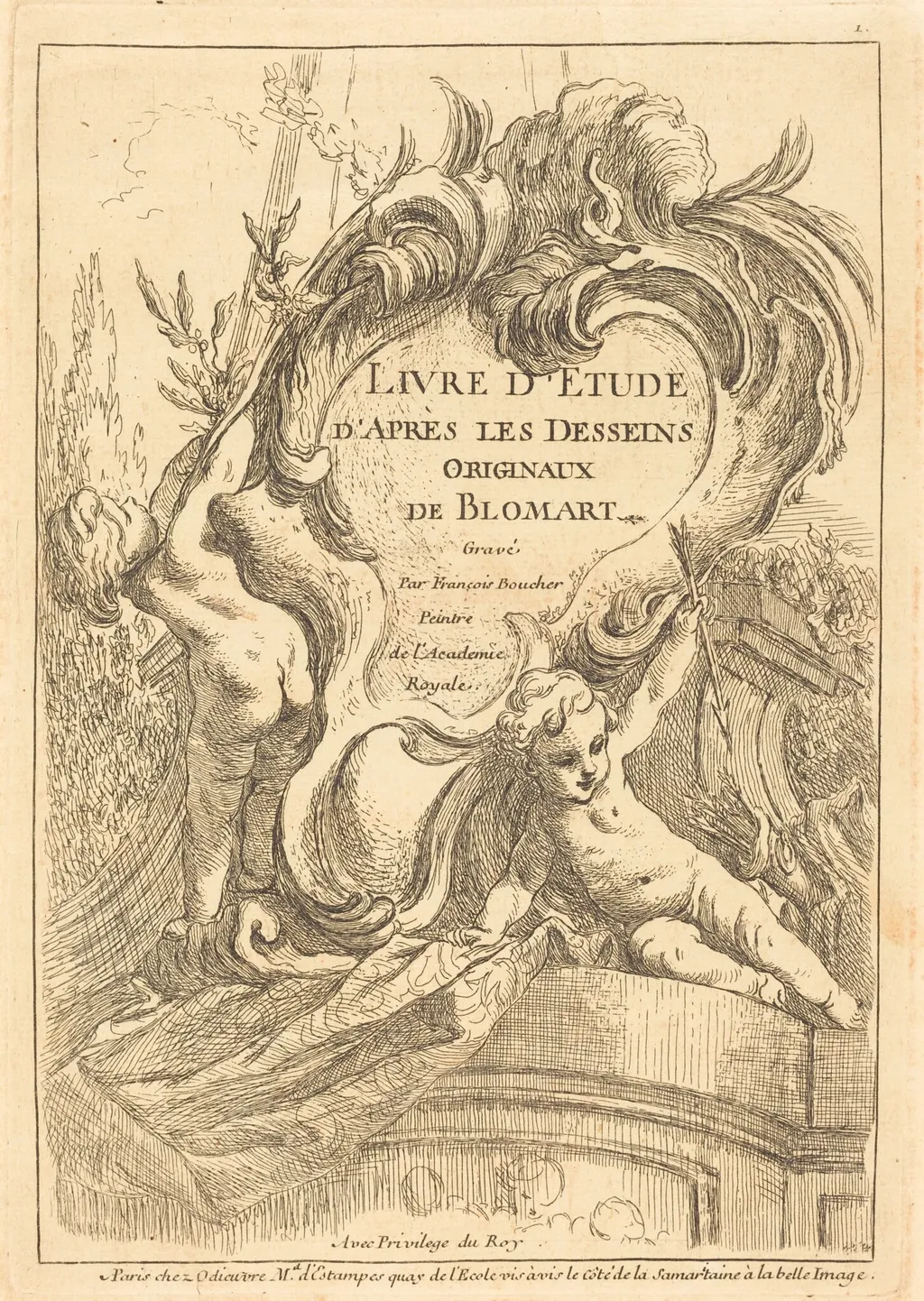 Title Page, by François Boucher, ink, 1735