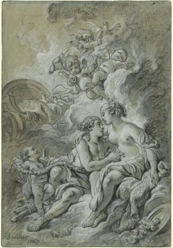 Venus appuyee sur son cher Adonis ..., by François Boucher