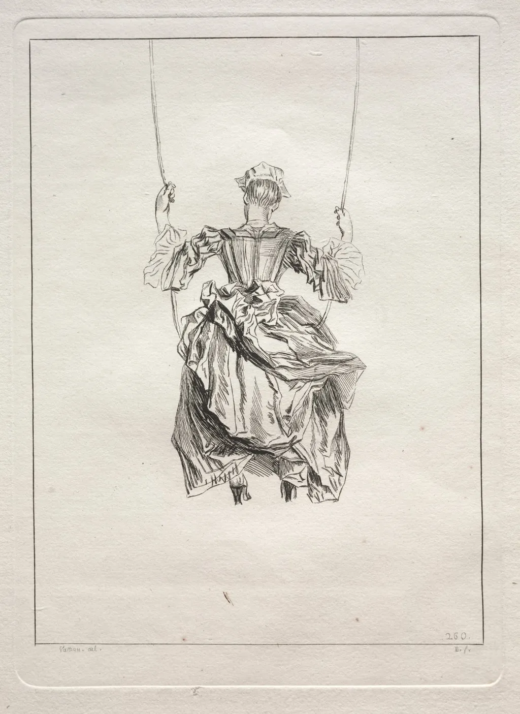 Woman on a Swing, Viewed From Behind, by François Boucher, 1724
