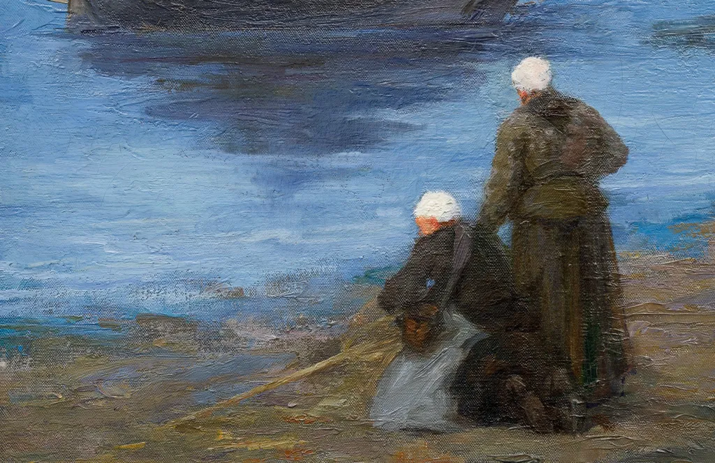 Bărci și pescari, by Francois-Charles Baude, 1850