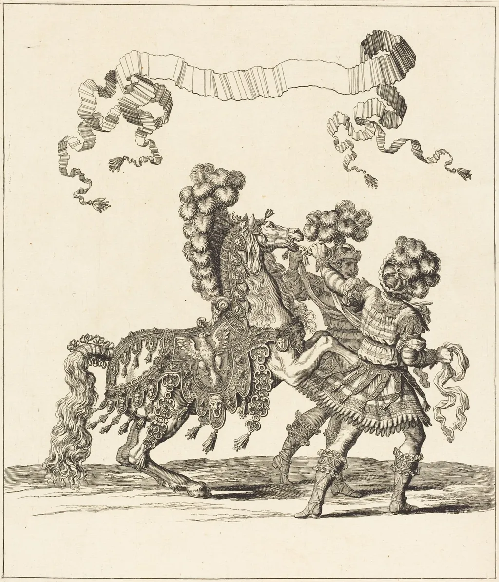 Cheval de Main et Palfreniers Romains, by François Chauveau, ink, 1644