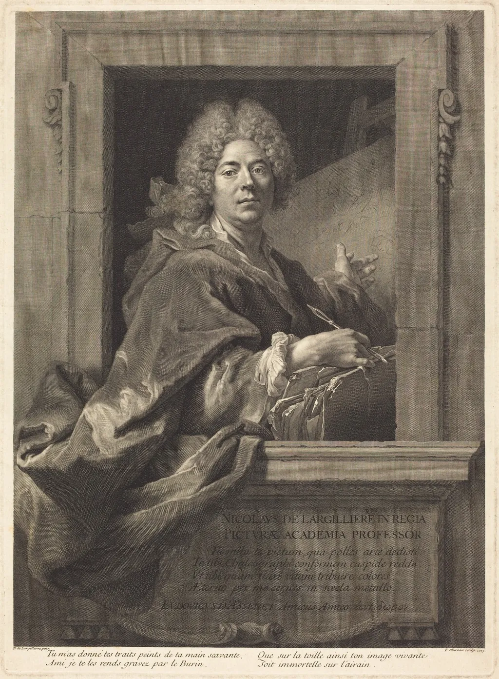 Nicolas de Largillière, by François Chereau I, ink, 1715