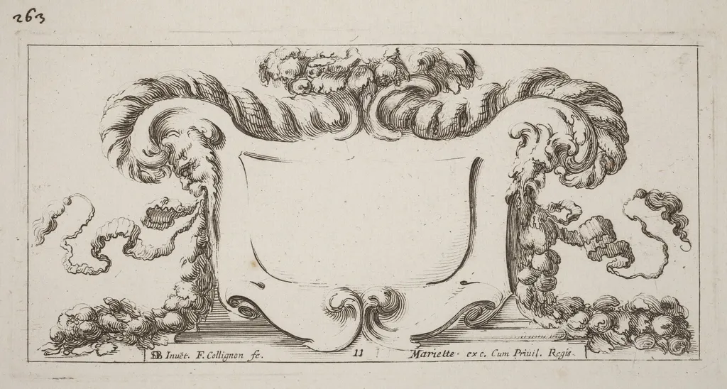 Cartouche, by François Collignon, ink, 1646