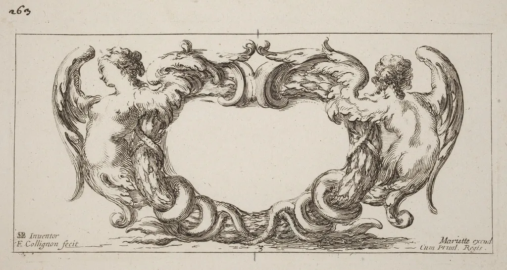 Cartouche, by François Collignon, ink, 1646